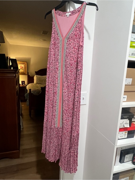 J. Jill Dresses & Skirts - J Jill Pink Floral Sleeveless V-Neck Maxi Dress size Large